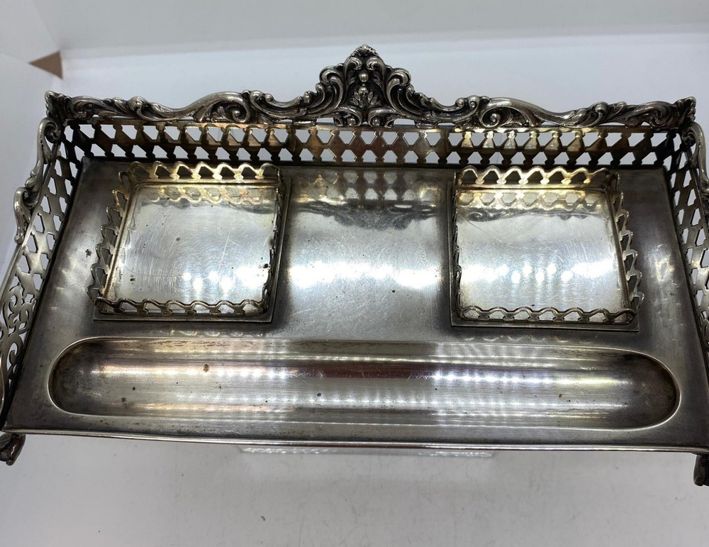 Sterling Silver Crystal Double Ink Stand Theodore B. Starr