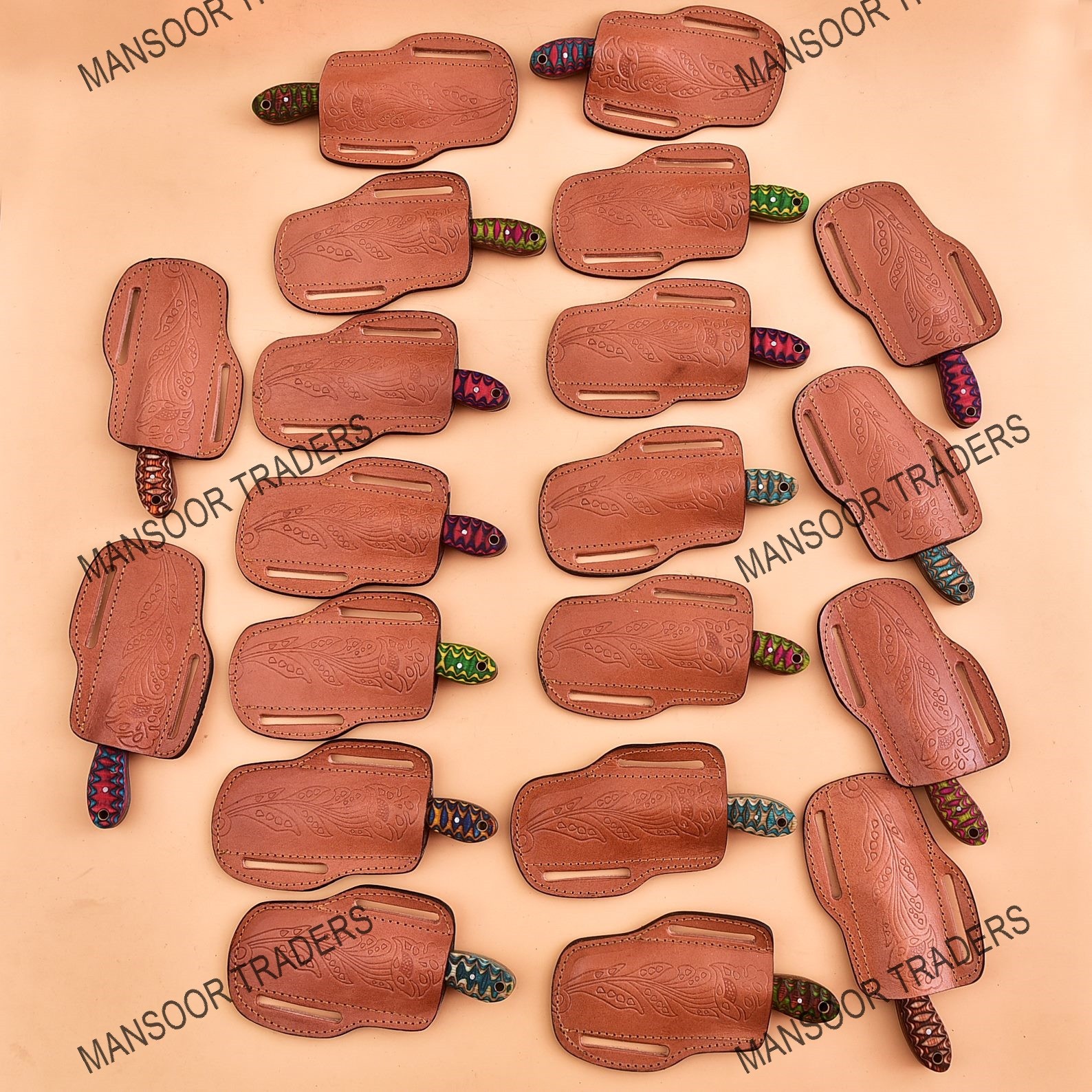 LOT OF 20 CUSTOM MADE DAMASCUS STEEL HUNTING SKINNER BULL CUTTER EDC KNIFE