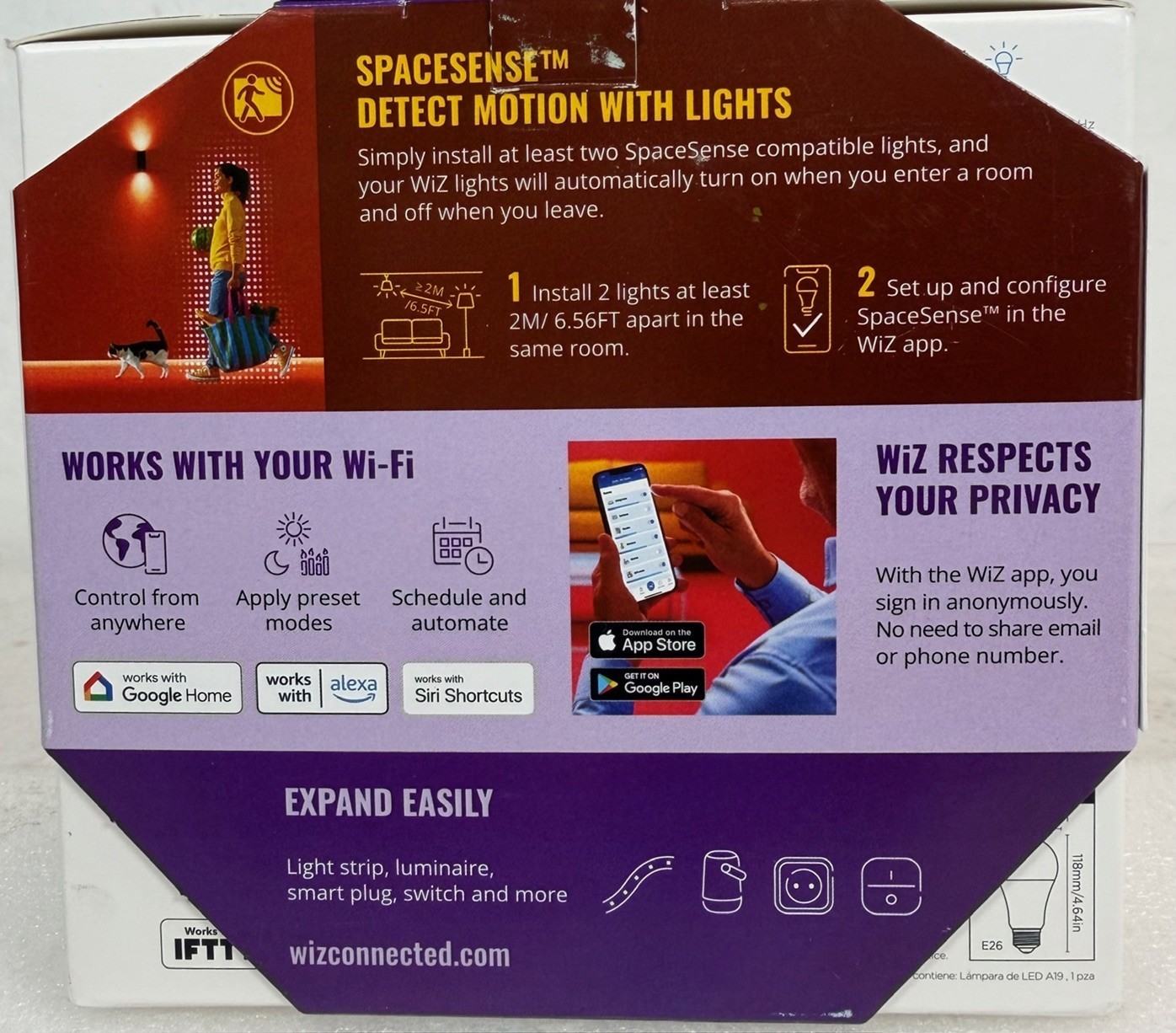 WiZ 60W Dimmable Daylight (5000K) LED Smart Bulb - Pack of 2 - 800 2 Pack A19