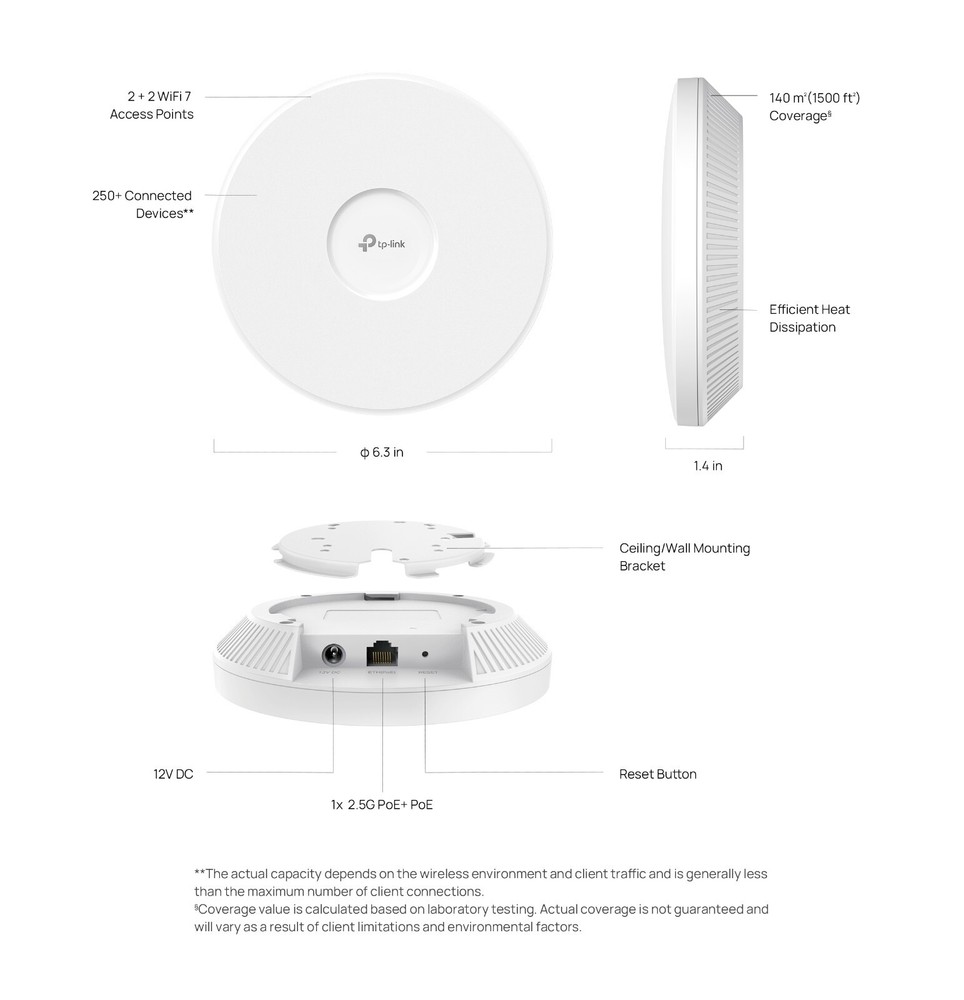 TP-Link EAP723 | BE5000 Omada Wireless Ceiling Mount Wi-Fi 7 Access Point