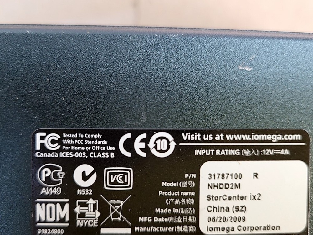 IOMEGA StorCenter ix2 NHDD2M Diskless Network Storage Device