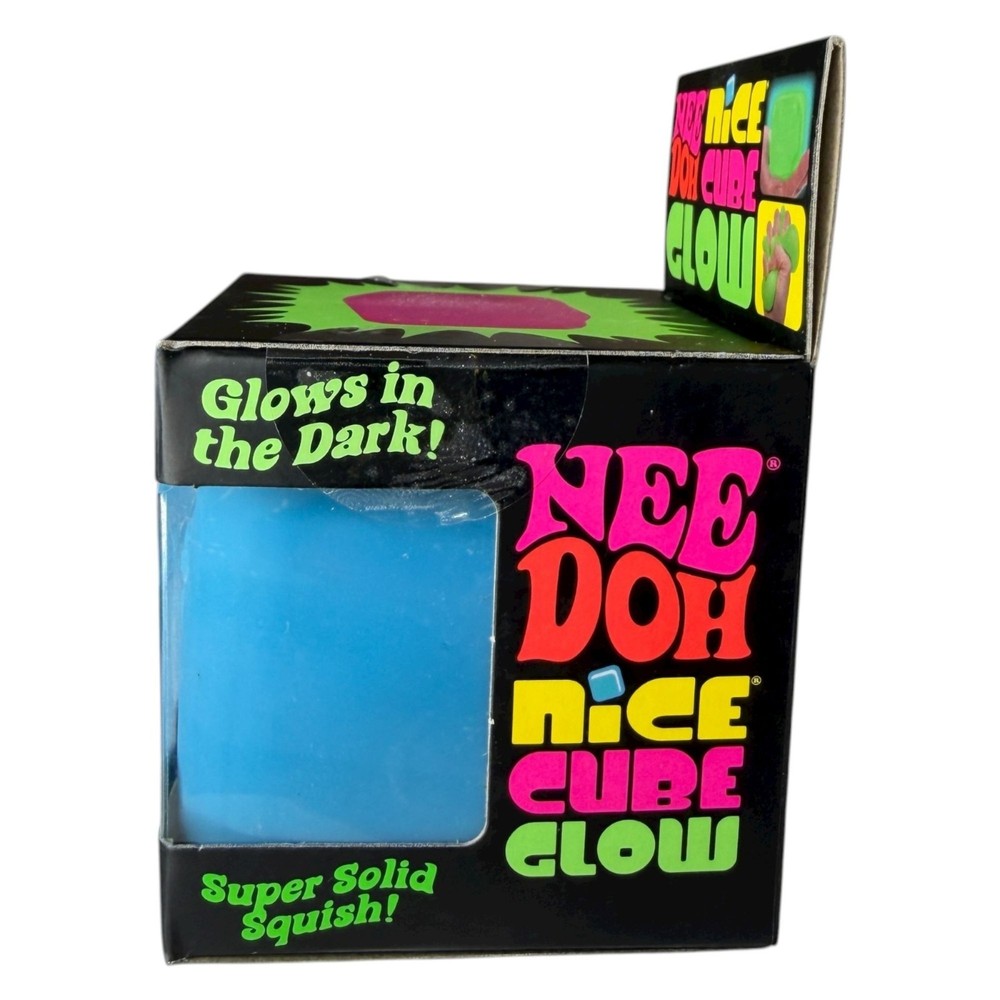 Blue NeeDoh Nice Cube Glow Squeeze Schylling Super Solid Squish NEW