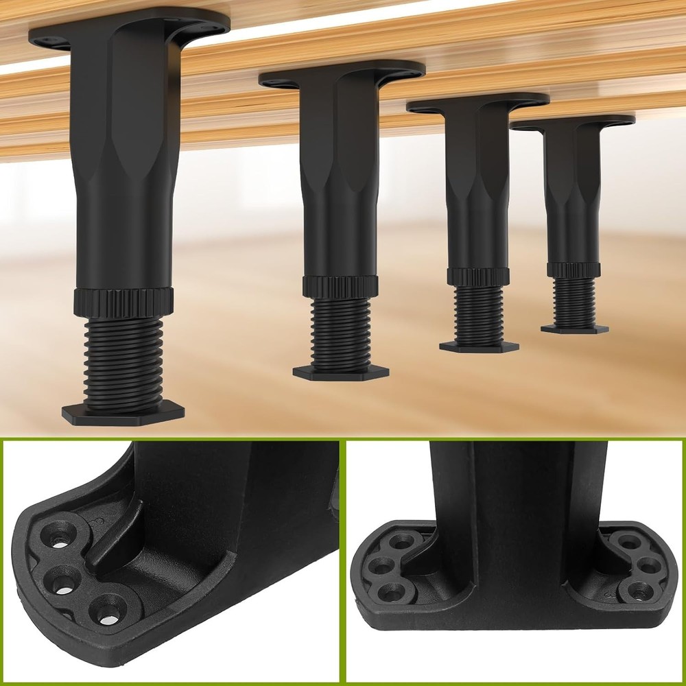 Durable Non-Scratch Plastic Bed Support Legs, Adjustable 8.3-14.5 Inches