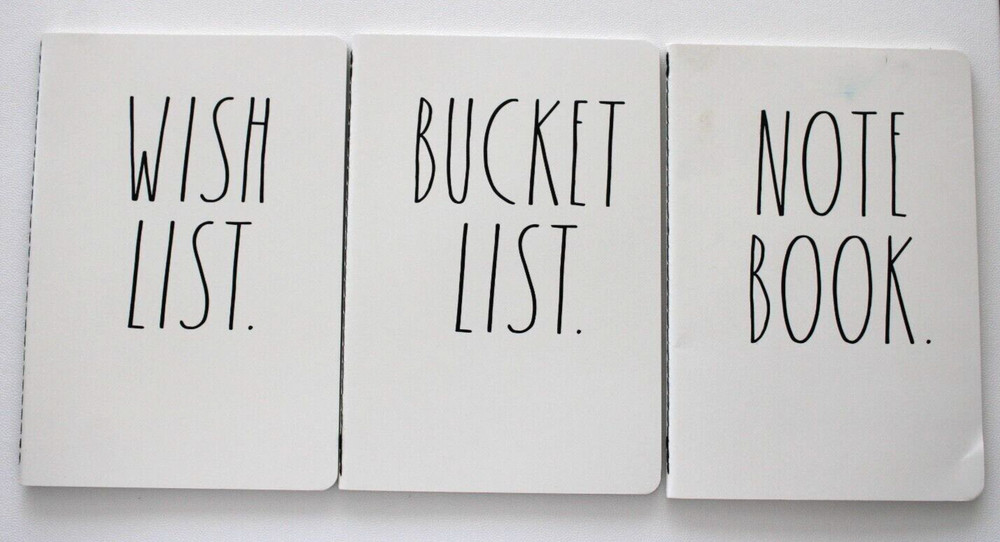 Rae Dunn 3 Pack Notebooks Wish List Bucket List Note Book