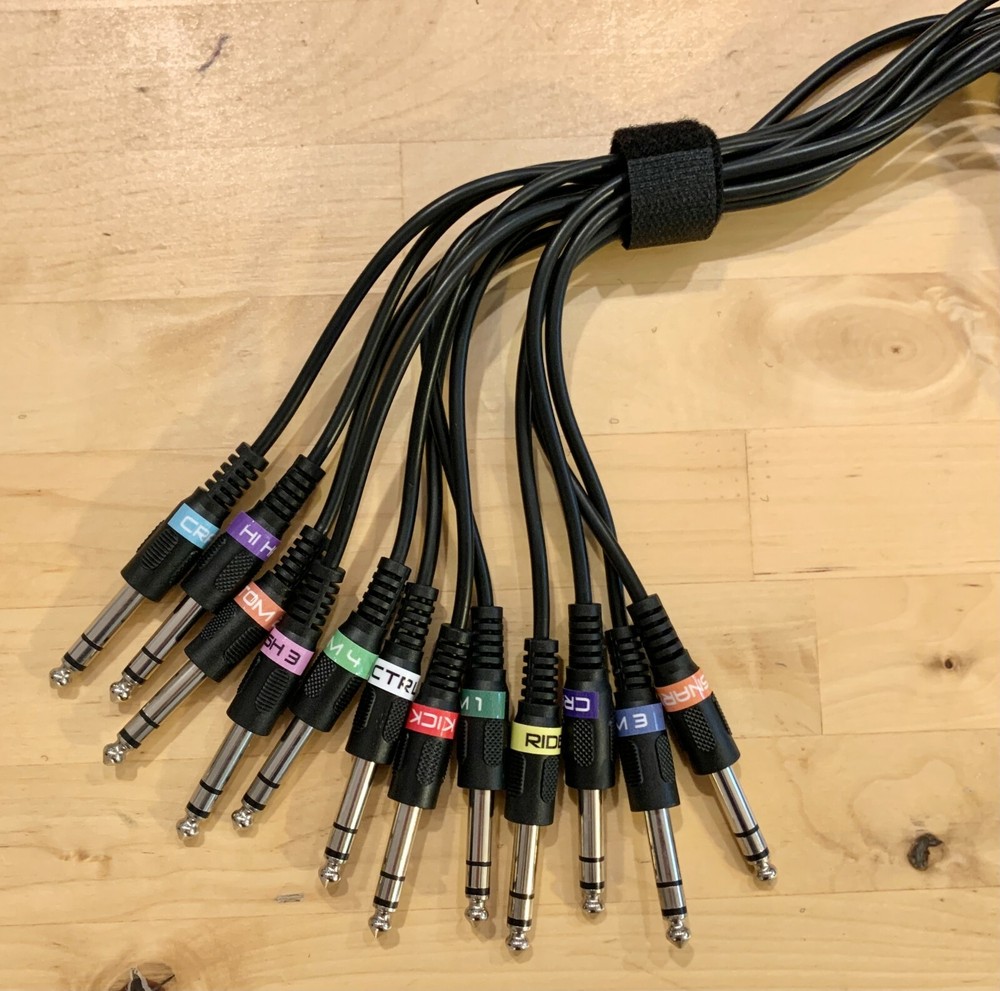 12 Cable Snake Wire Harness Kit for DITI MIDI Drum Trigger Interface
