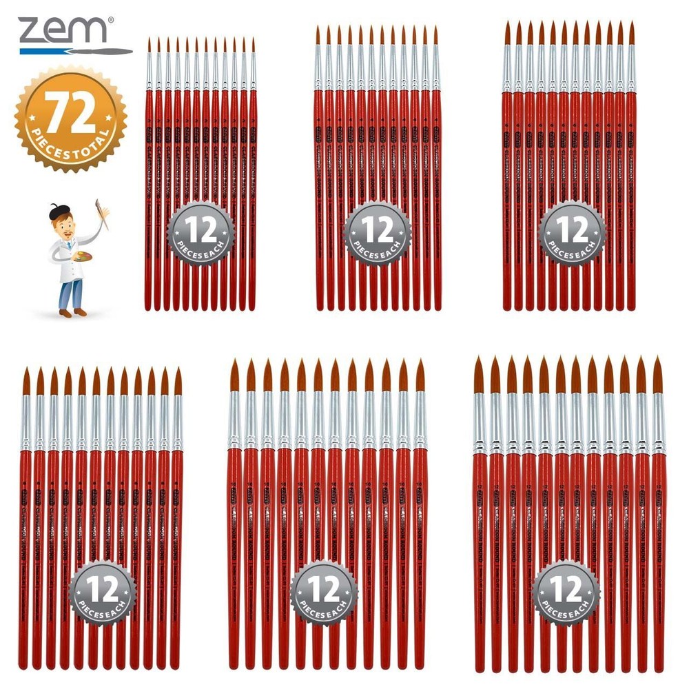 CLB-1 Classroom Artist Brush Box Set | Rounds 72 pcs