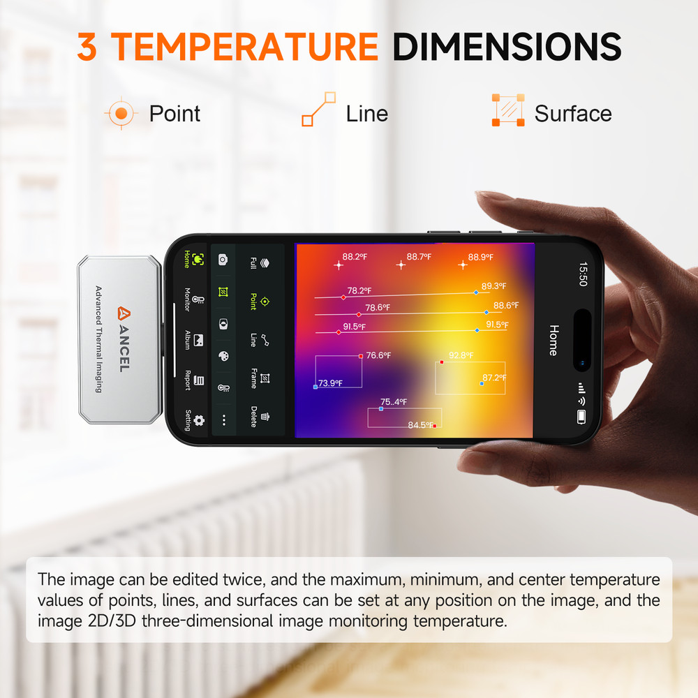 ANCEL Thermal Camera Imaging Inspection IR101 Fit for iPhone IOS Windows Tablet