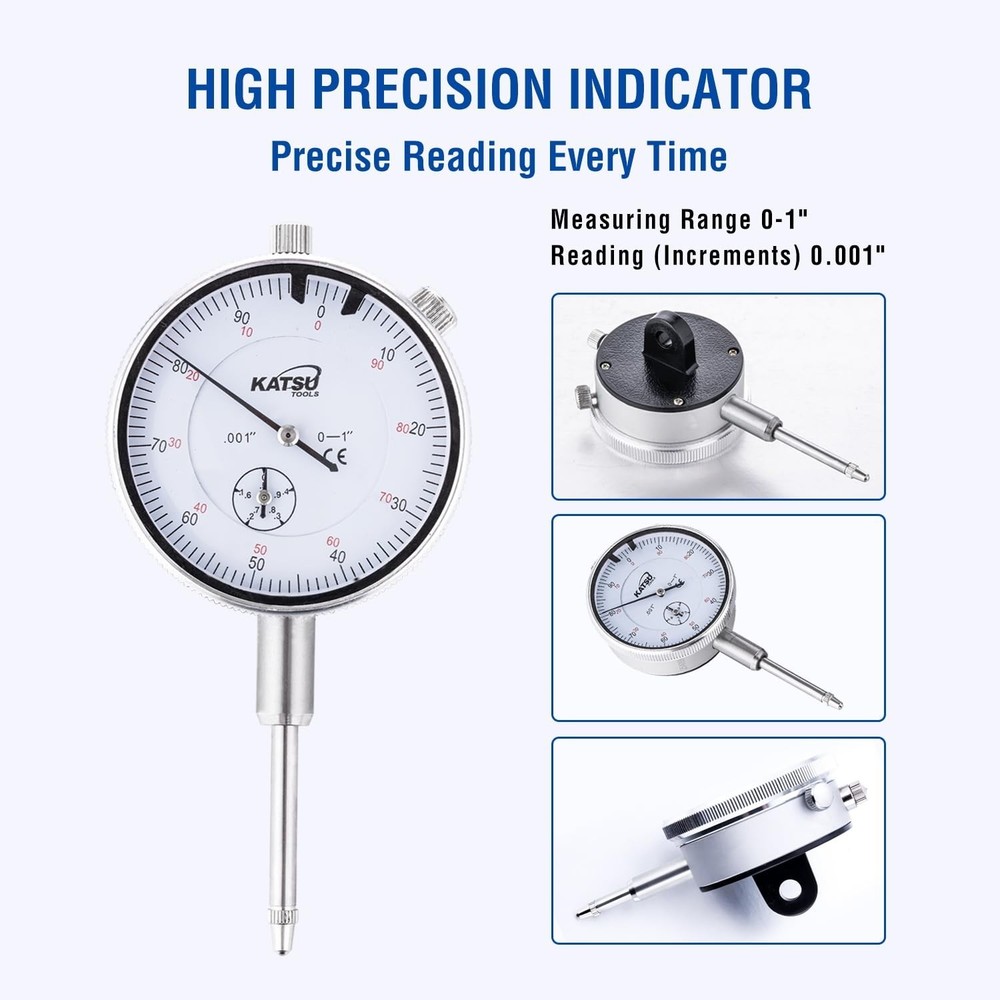 Versatile 0-1.0” Dial Indicator with Strong Magnetic Base for Engineering Use