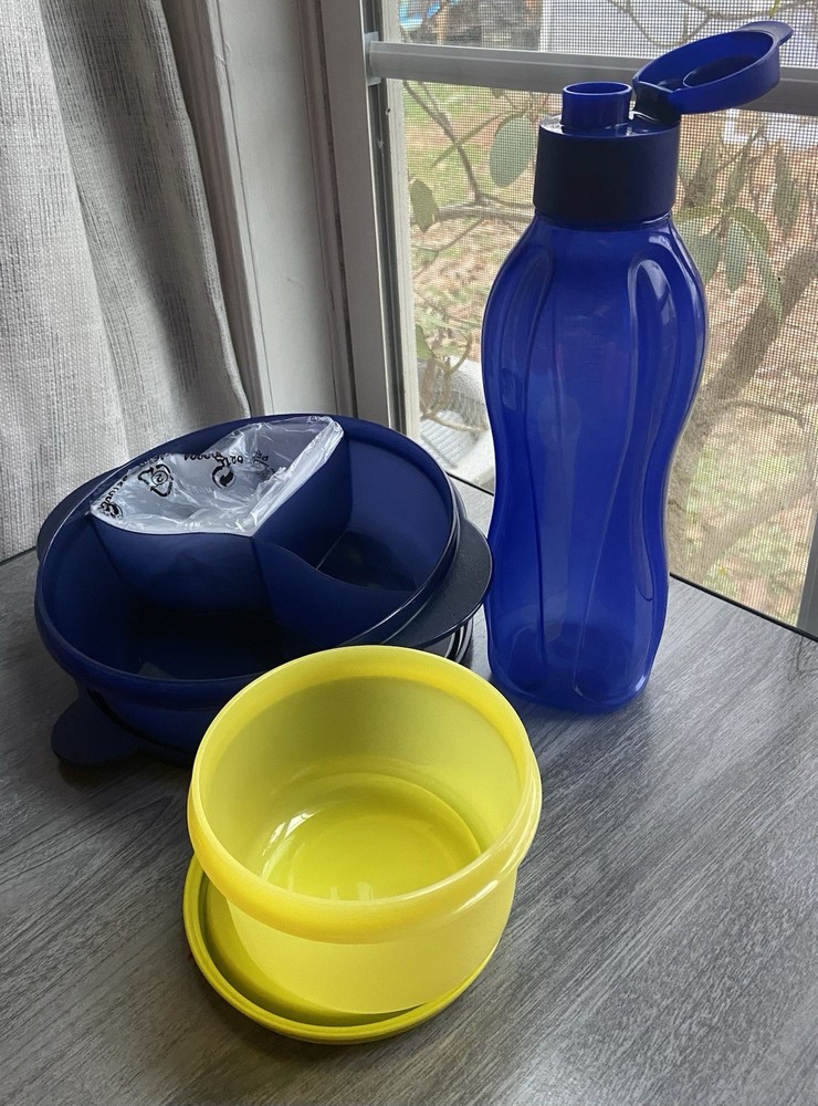 Tupperware Lunch Set 25 oz Bottle Crystal Wave Divided , Sm Container 400ml