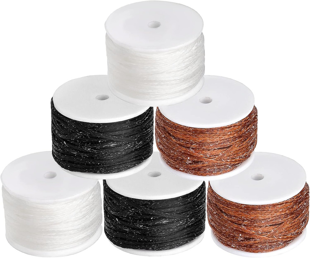 6 Pack Waxed Thread Leather Sewing Awl Replacement Spools, Repair Stitch Thread,