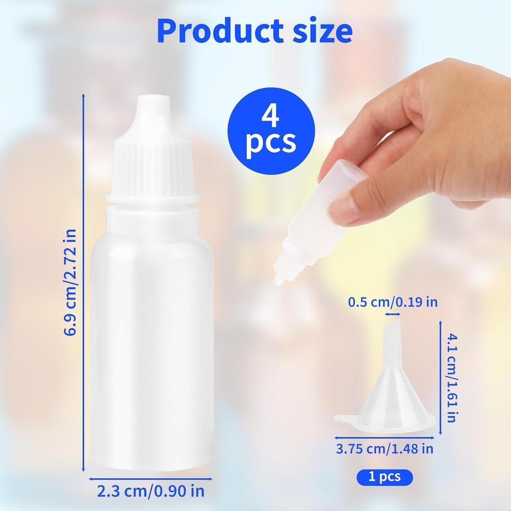 5 PCS (4 Bottles + 1 Funnel) 15ml (0.5oz) Small Plastic Dropper -...