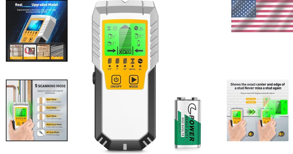 Compact & Durable Stud Finder with LCD Display for Safe Wall Detection