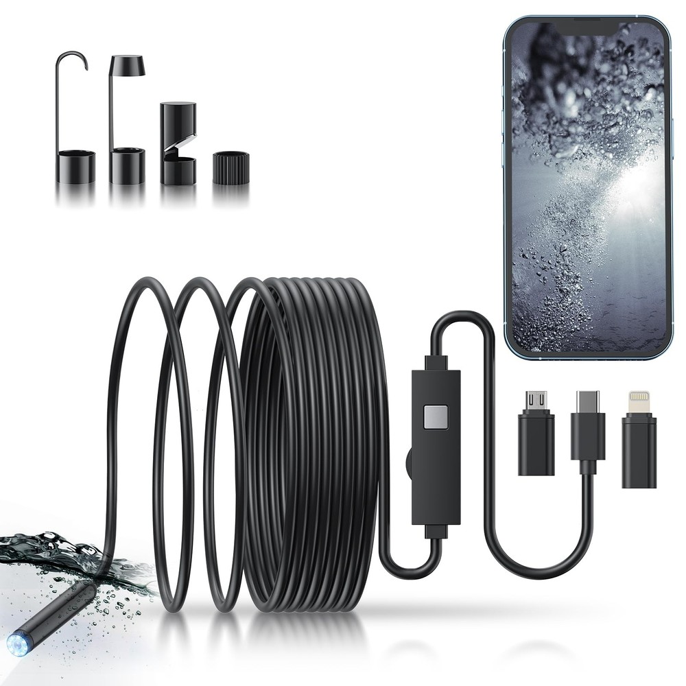 1920P HD Endoscope Camera with Light 16.4FT Waterproof Borescope