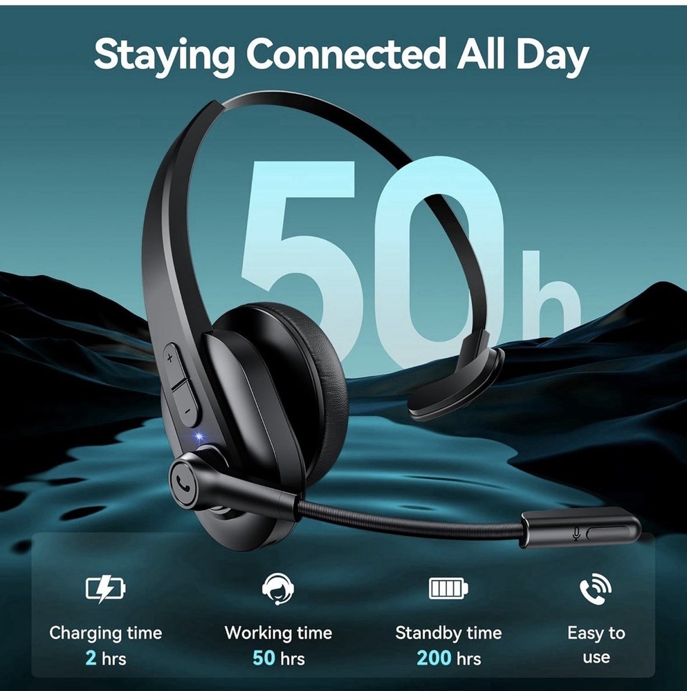 Sarevile Wireless Mono Headset M99+ Bluetooth Mic PC Phone Black