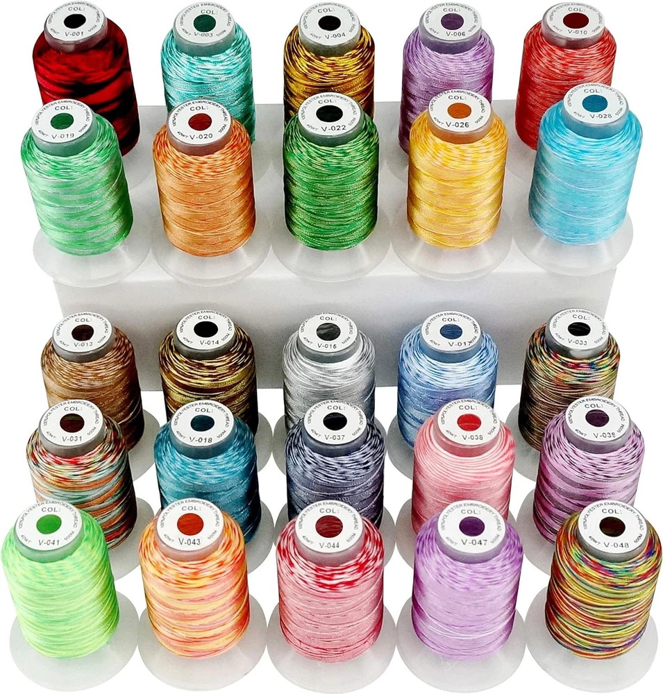 25 Colors Variegated Polyester Embroidery Machine Thread Kit 500M (550Y) Compati