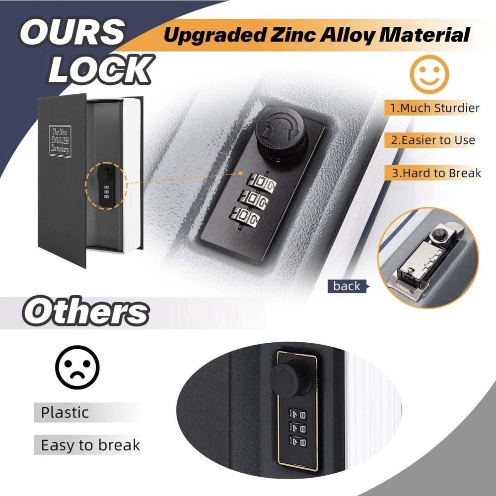 Book Safe Box with Combination Lock, Upgrade Dictionary Diversion Safe XL