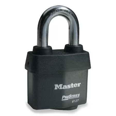 Master Lock 6127 Padlock, Keyed Different, Standard Shackle, Rectangular Steel