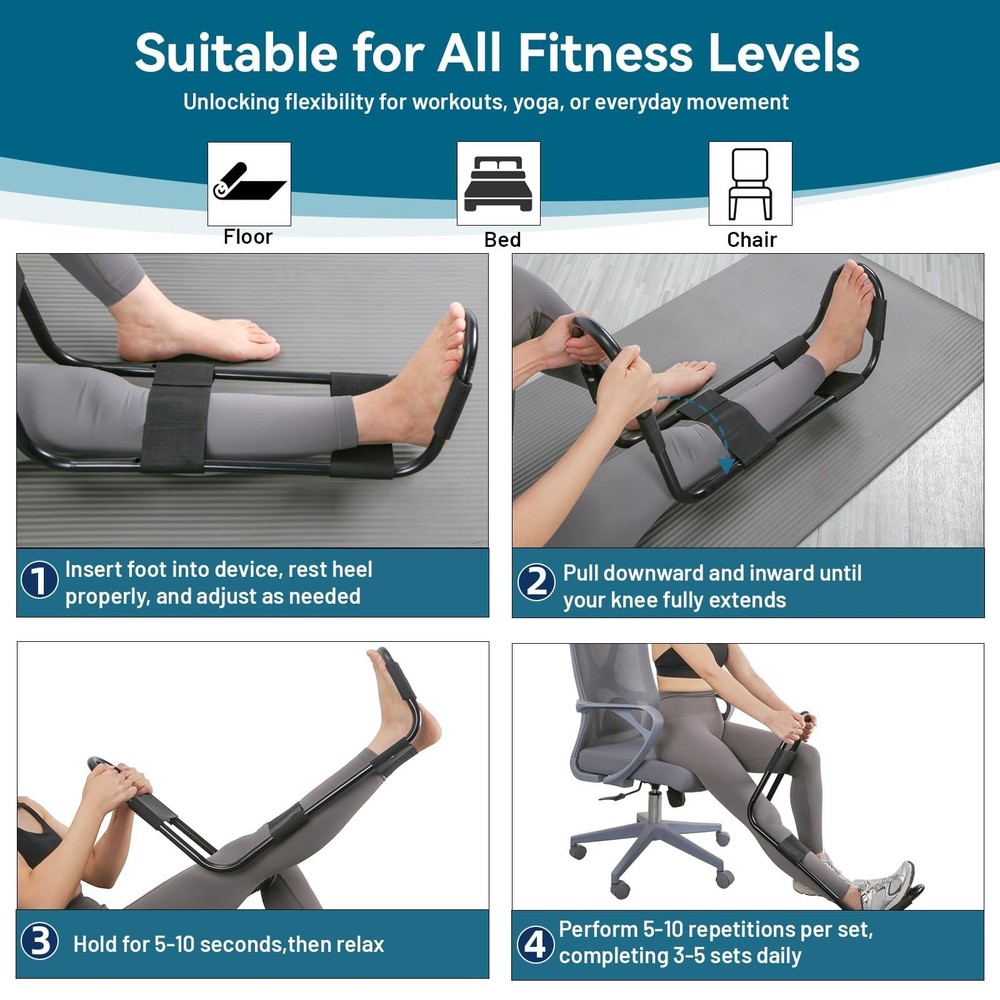 Hamstring Stretcher, Knee Extension Device, Lower Back, Hip Calf Stretching