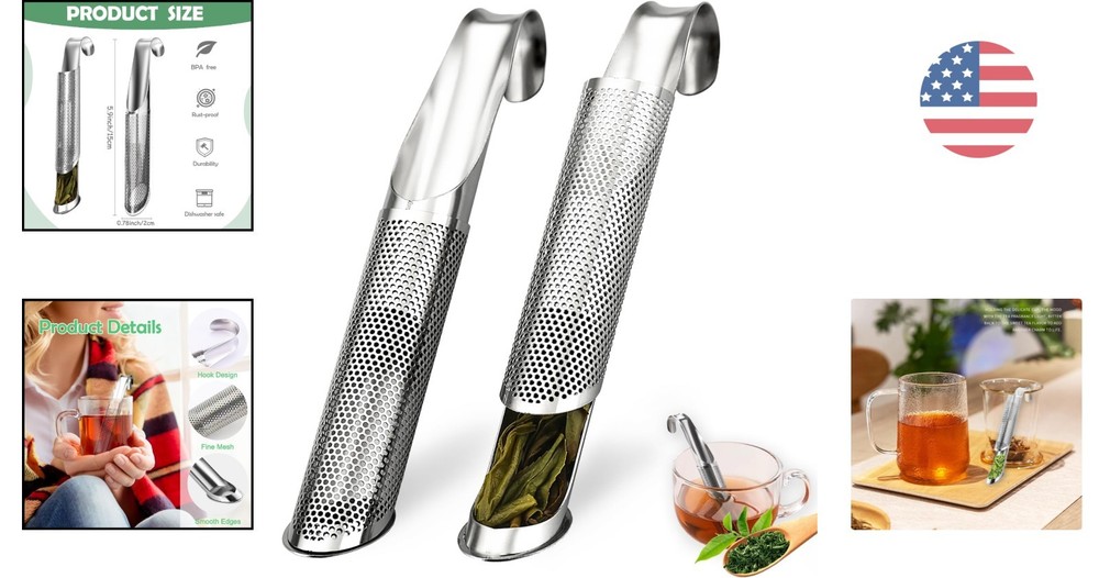 2 Pack Tea Infusers, Extra Fine Mesh Tea Strainer for Loose Tea, Stainless St...