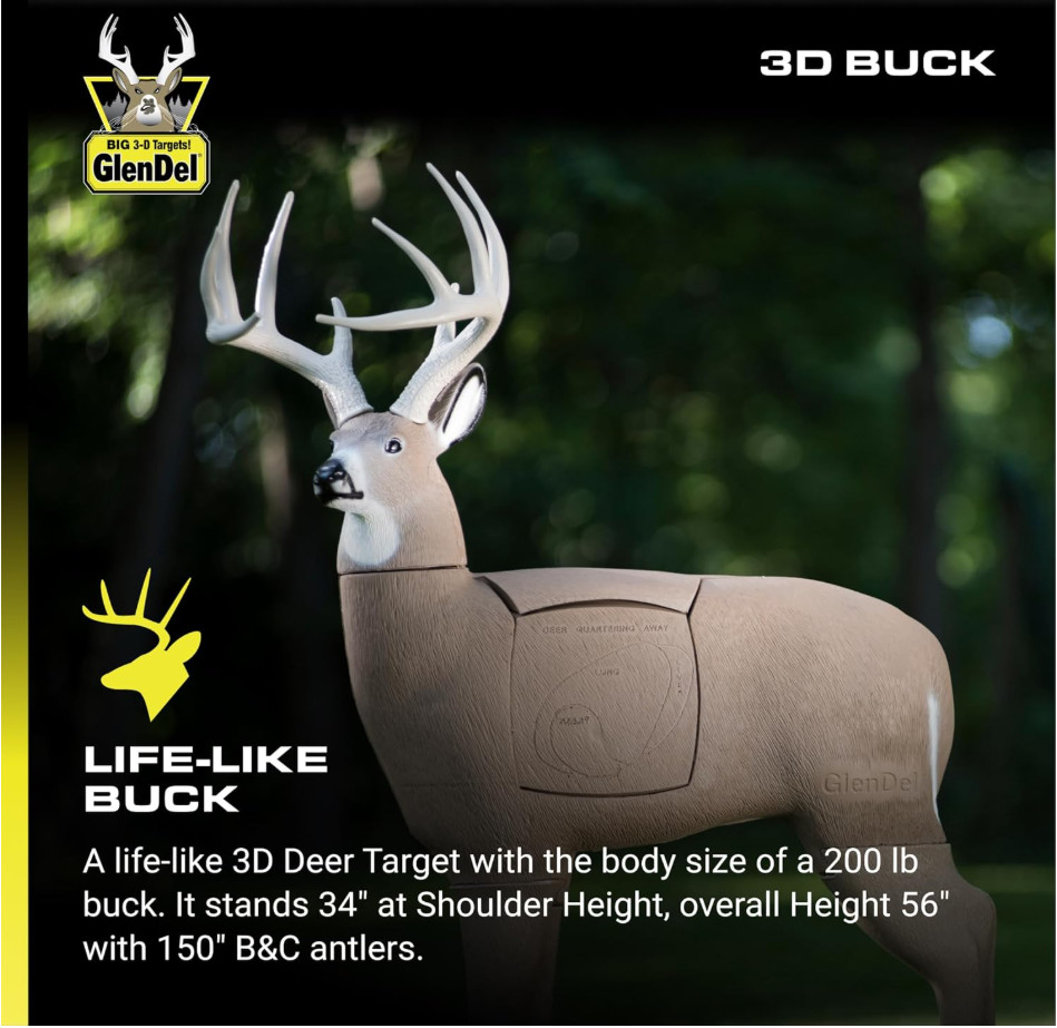 Buck 3D Archery Target with Replaceab Insert Core, GlenDel Buck w/4-sided Insert