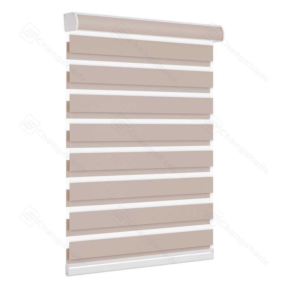 85% Blackout Customized Cordless Dual Layer Roller Blinds Zebra Shades