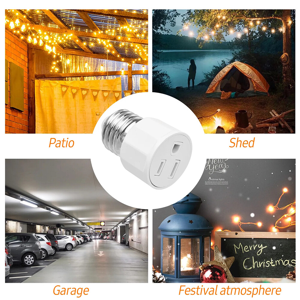 4x E26/E27 Light Socket To Plug Adapter Plug Connector Fit for 2/3 Prong Convert