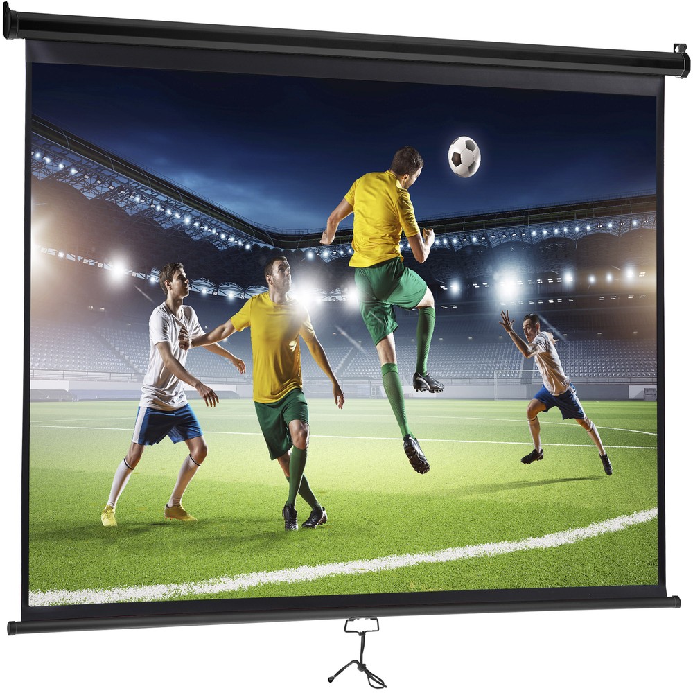 100" Manual Projection Screen Pull Down 16:10 HD Projector 4K Widescreen Black