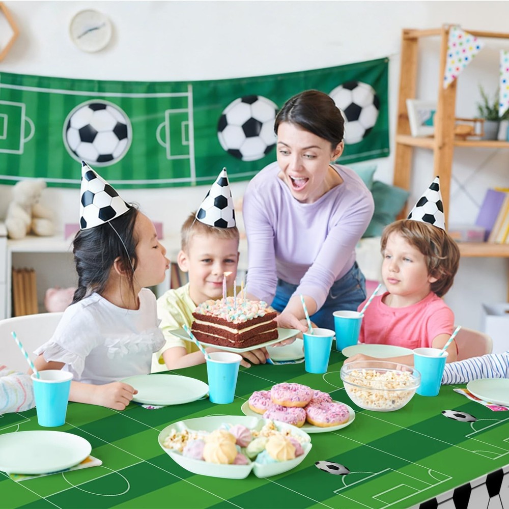 2 Pcs Soccer Table Cloth 54 x 108 Inches Disposable Plastic Rectangular Table...