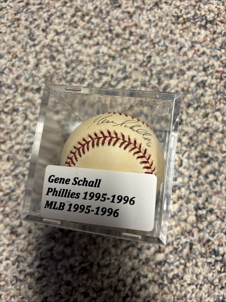 Gene Shall Autographed Baseball With Case, Phillies