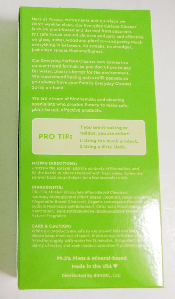 3x Puracy Plant Based Surface Cleaner Concentrated Refill Boxes 6Packets SEALED