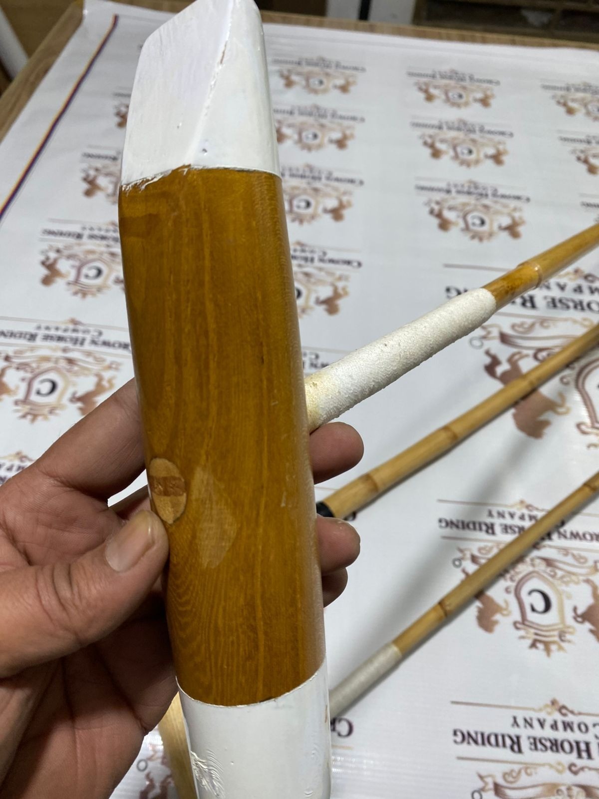 2 Polo Sticks 52" Mallet Handmade Durable Root Cane Wood Head Skene Vintage