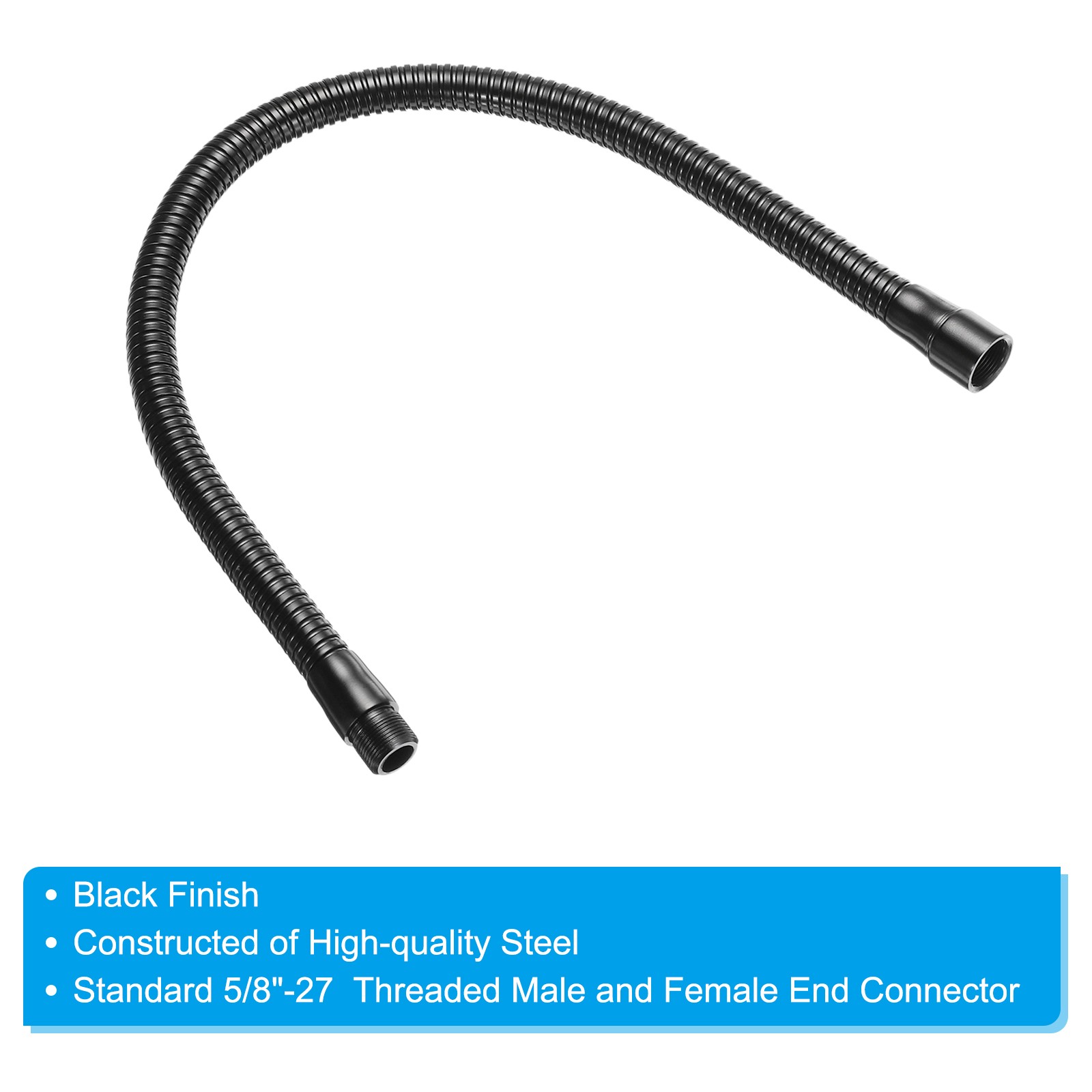 20" Microphone Gooseneck 5/8-27 Thread Flexible Tube Extension Black