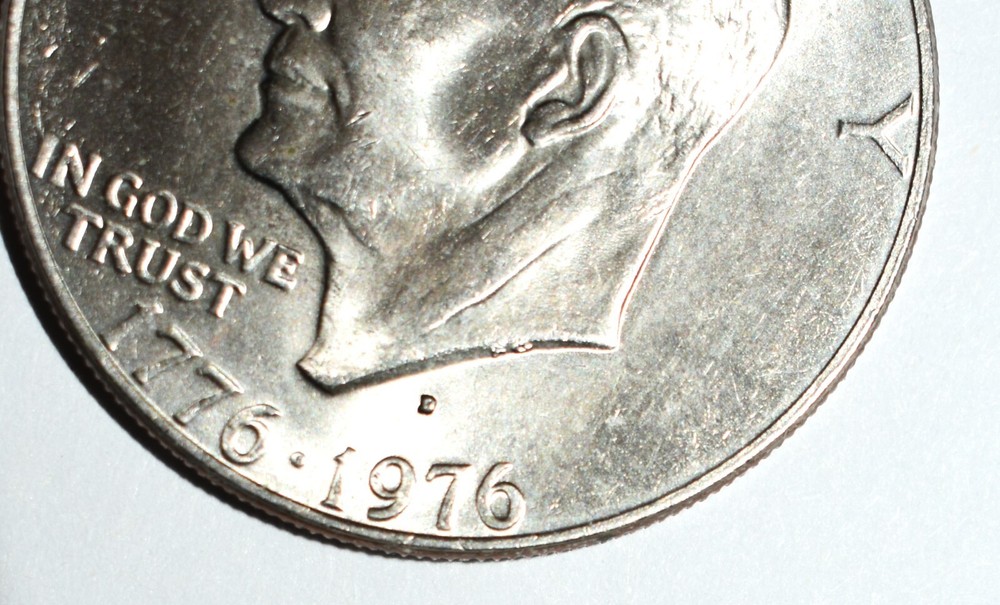 Bicentennial 1776-1975 Filled D Dual Date Eisenhour One Dollar Initials Error