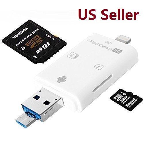US SHIP iFlash Drive USB Micro SD/TF SDHC Card Reader Adapter for iPhone iPad
