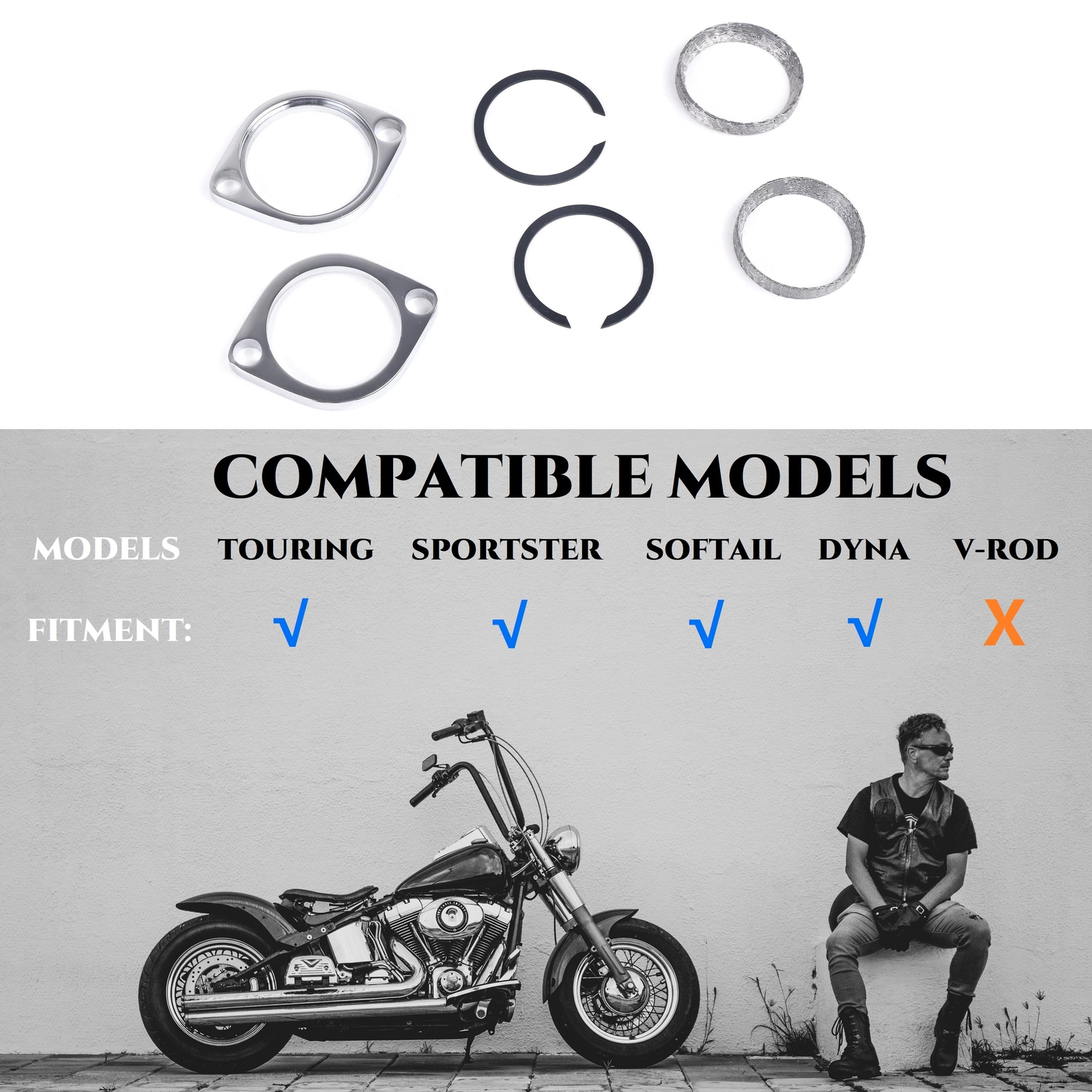 Exhaust Flange Kits Tapered Gaskets For Harley 1984-present Big Twin Sportster