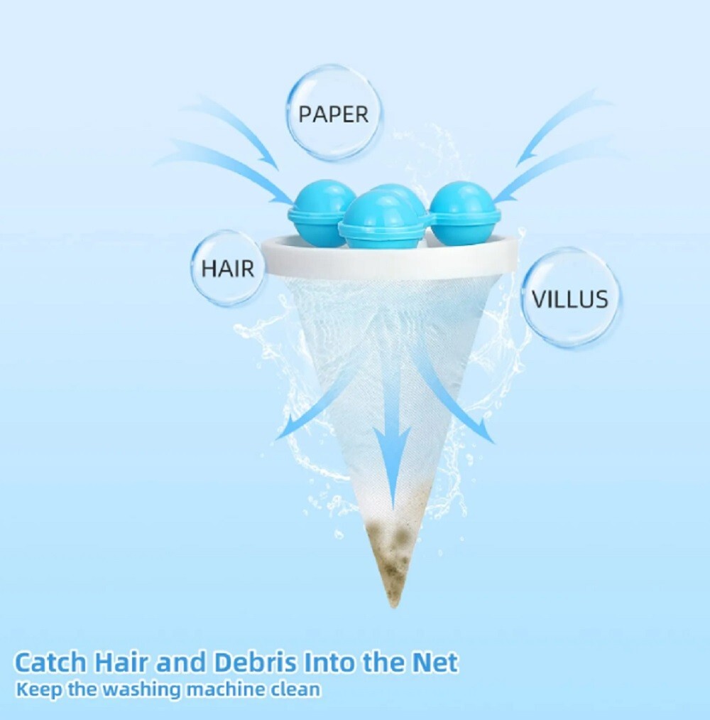 3 Reusable Laundry Lint Catcher & Pet Hair Remover Washing Machine Lint Mesh Bag