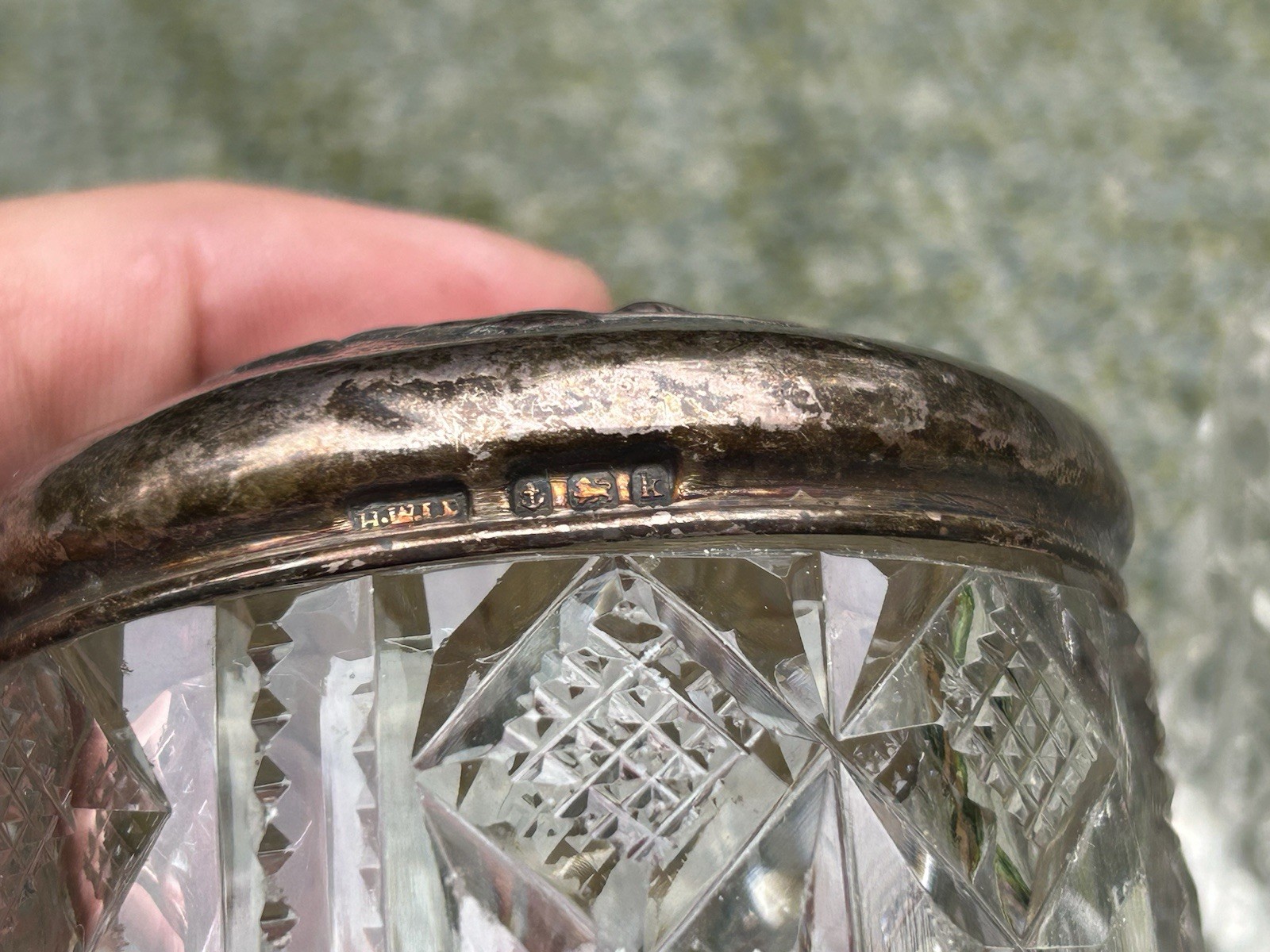 Antique English Sterling Silver Cut Glass Vanity Bottle Set Henry Williamson Ltd