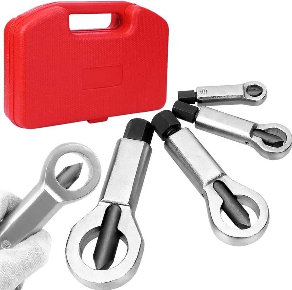 4pcs Nut Splitter Tool Broken Damaged Stuck Remover Puller Corroded Split Set 40