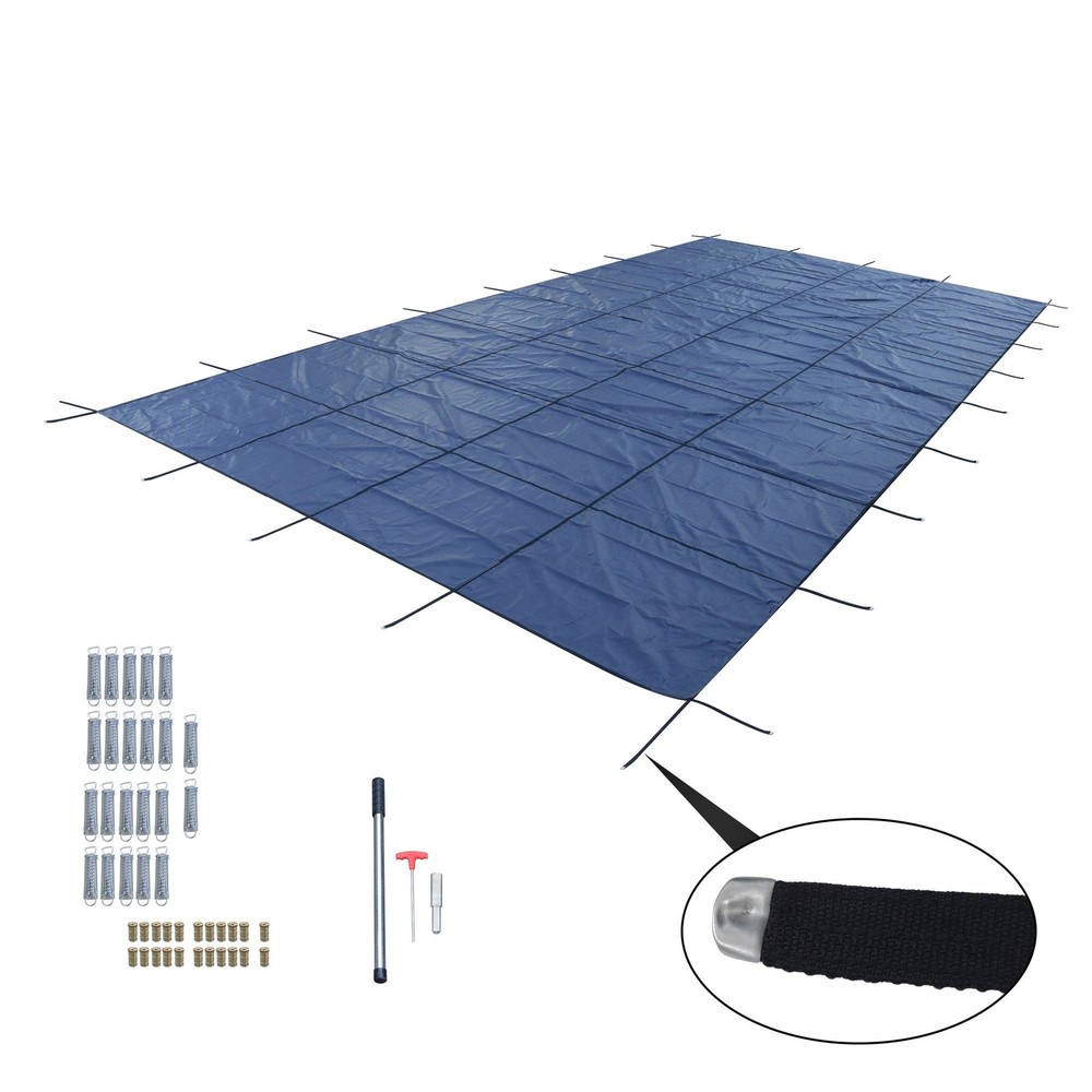 LABLT Mesh Solid Inground Pool Cover Safety Fits 14x28FT Rectangle Swimming Pool