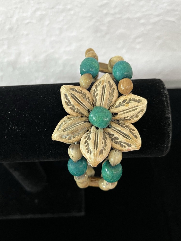 Shell Flower Wrap Cuff Bracelet Boho Retro Handmade