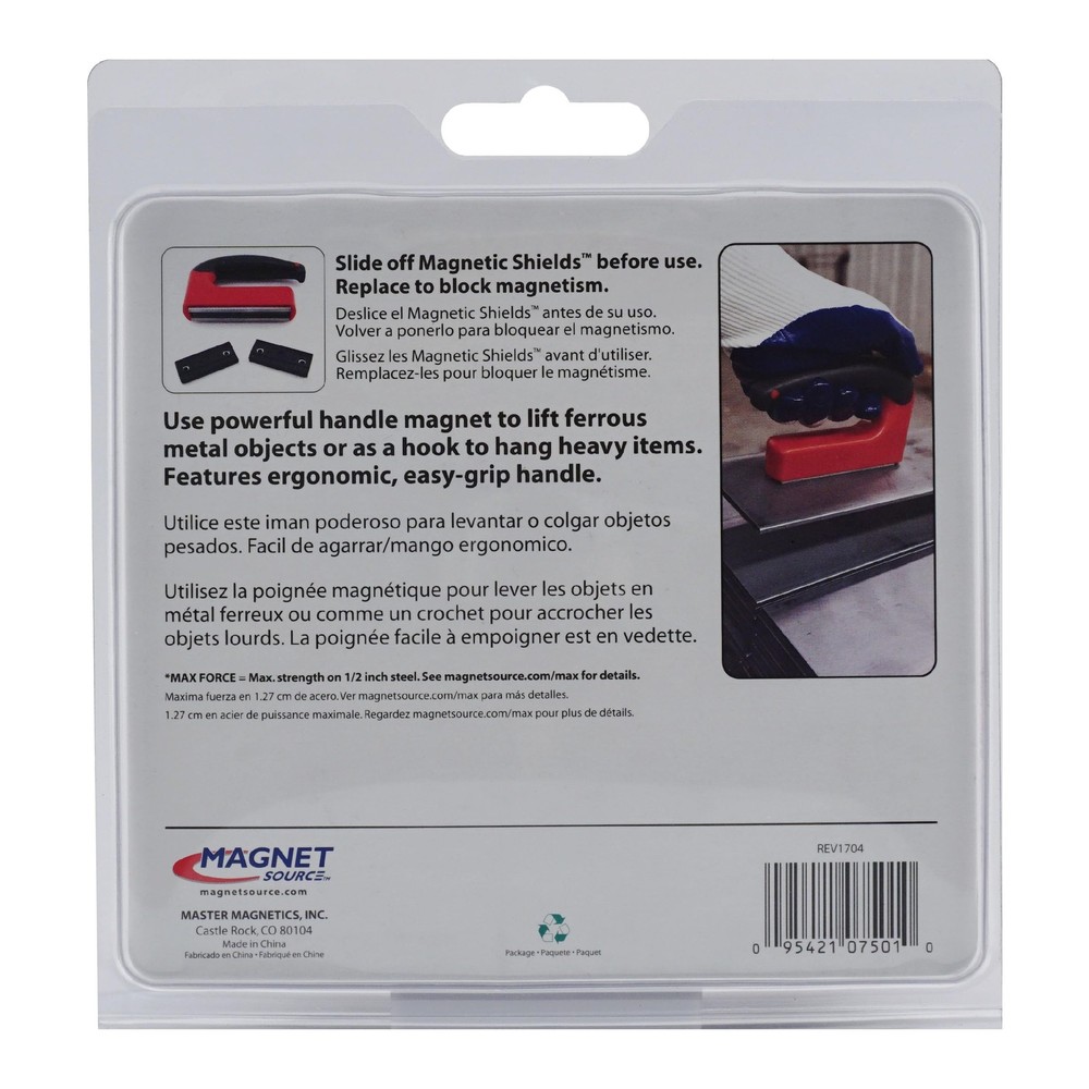 Master Magnetics Strong Magnet with Ergonomic Handle - 100 lb Pull Force, Red...
