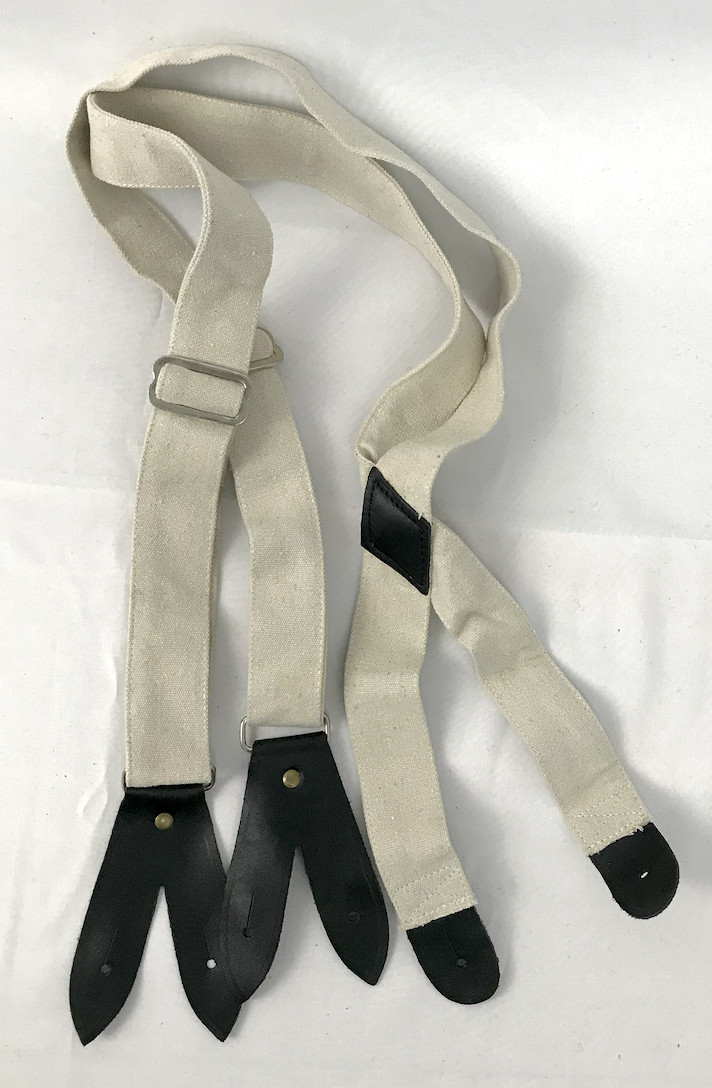 Knitted Cotton Webbing Suspenders with Leather Ends
