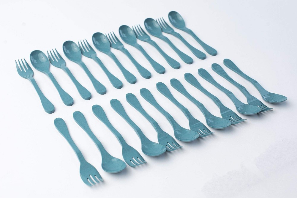 Eco Plant Based 24 Pack Reusable Flatware Set (BLUE)