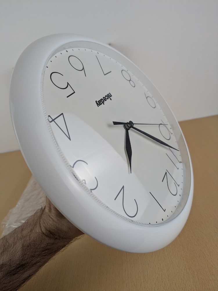 Nice Day Wall Clock Quartz 10" Scool Office White Plastic New Boxed