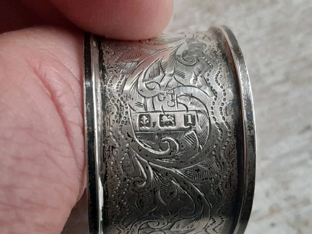 Vintage Solid Silver Napkin Ring Holder Hallmarked Birmingham Display Collector