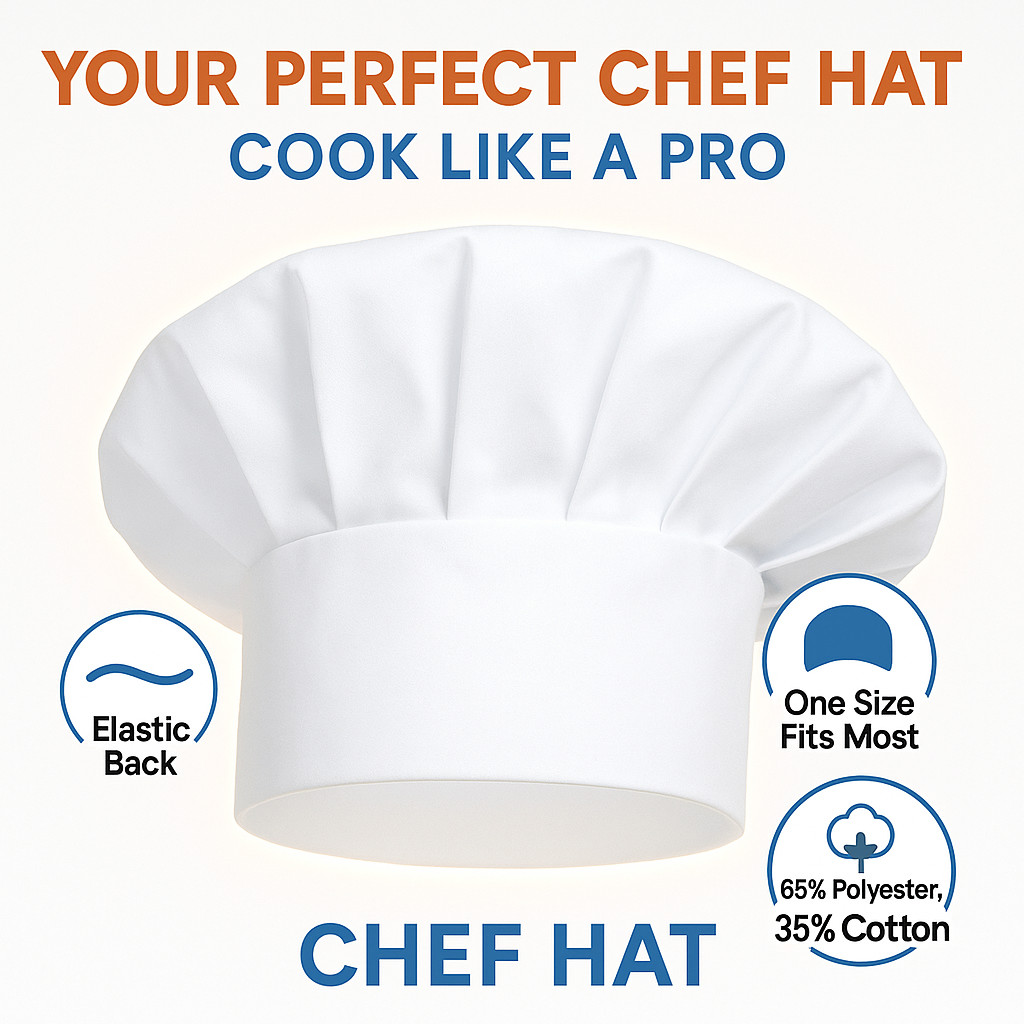 Chef Hat Elastic Back Kitchen Cooking Baker Cap for Adults Kids