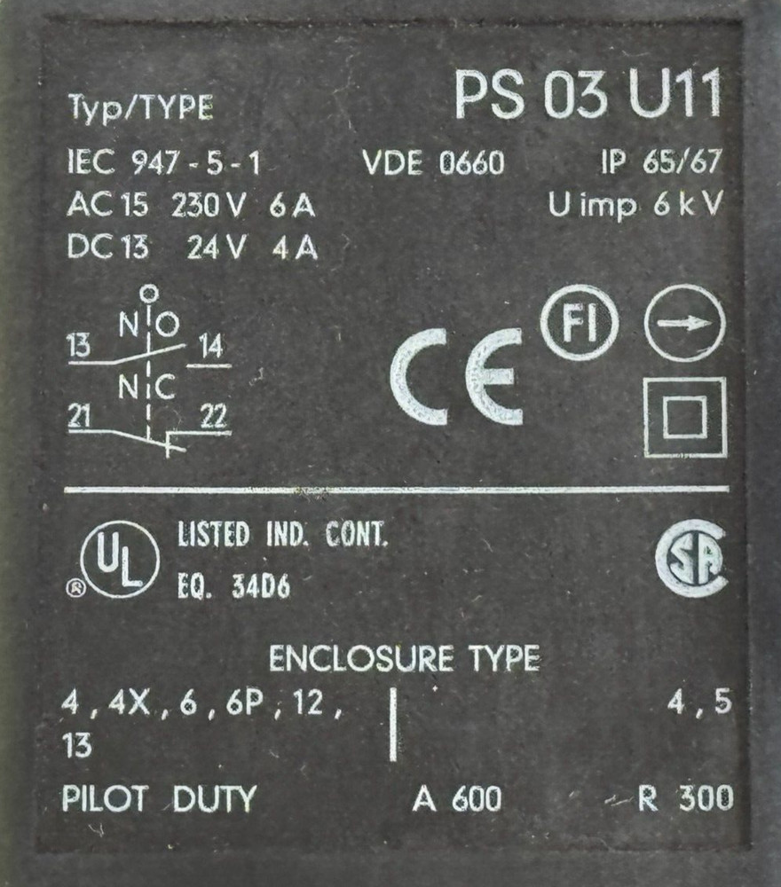 NEW Fanal PS03U11 Limit Switch