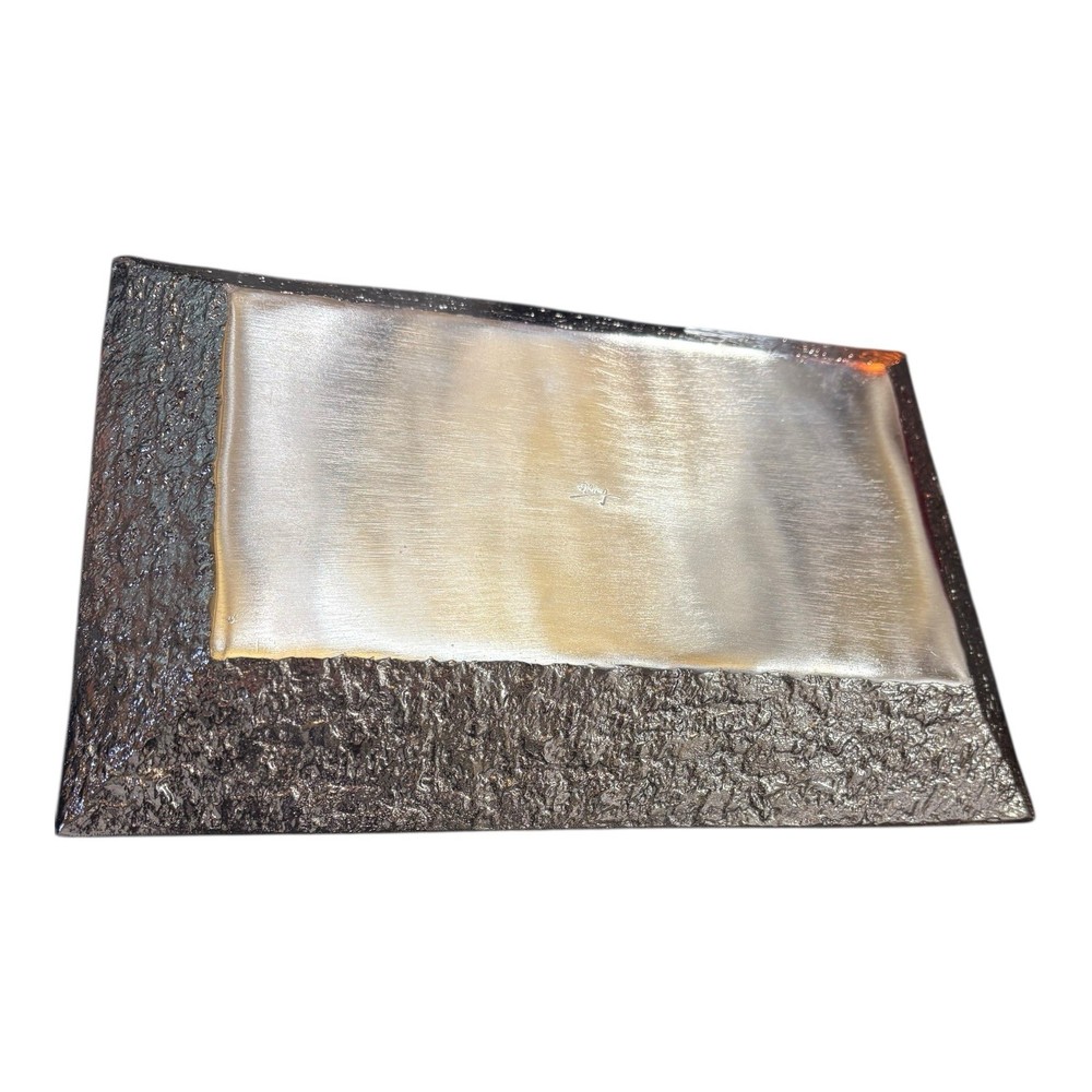 Block by Michael Aram - Medium Rectangle Platter - Silver Tone with Original Box