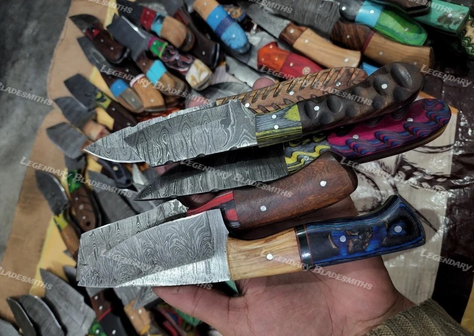 Lot of 20 Custom Handmade Damascus Steel 8" Full Tang Skinner Hunting Knifes US.