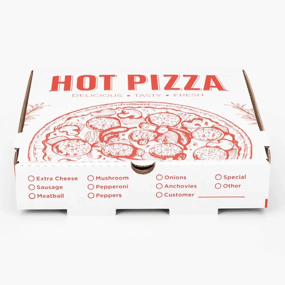 Karat Corrugated Pizza Box, 10''x10''x2'', Generic Print - 50 pcs